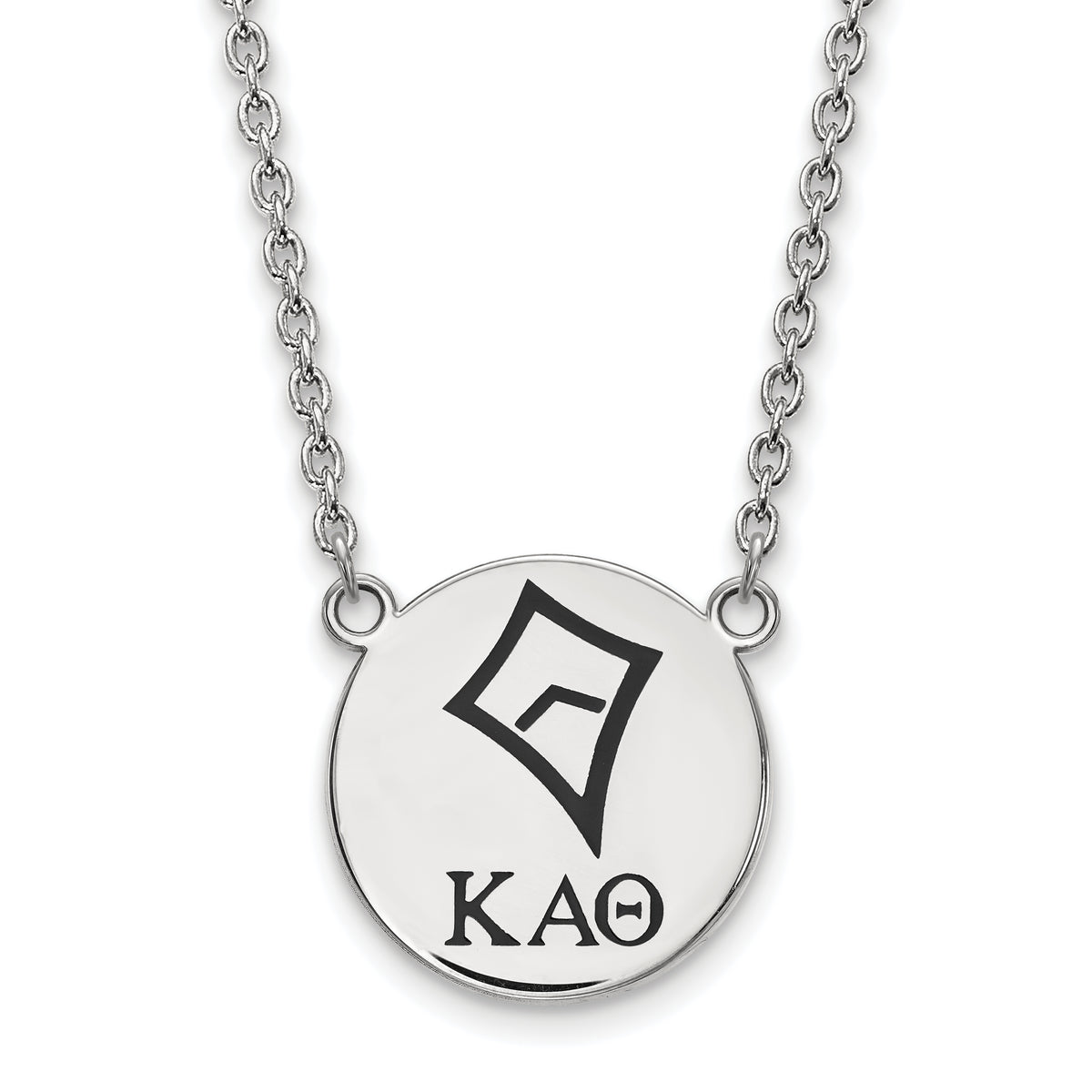 Sterling Silver 18in Official Licensed Greek Sororities Kappa Alpha Theta (???) Small Enamel Pendant w/Necklace