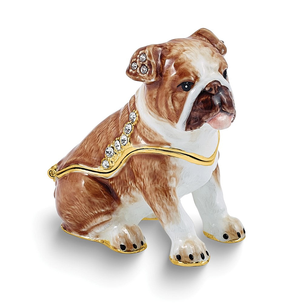 Luxury Giftware by Jere Bejeweled BILLY Bulldog Trinket Box with Matching 18 inch Necklace