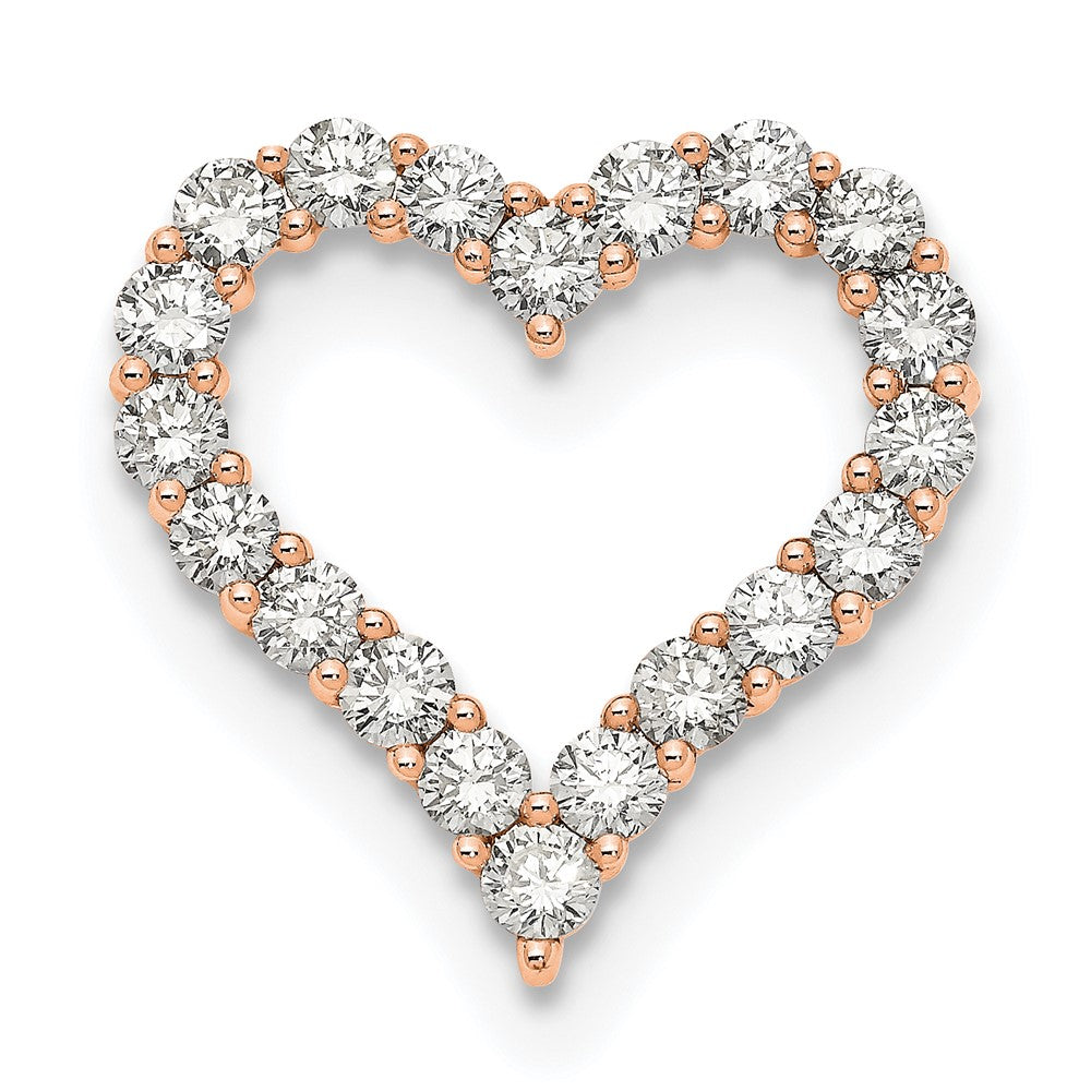 14k Rose Gold 2 carat Lab Grown Diamond VS/SI+ G+ Heart Chain Slide Pendant