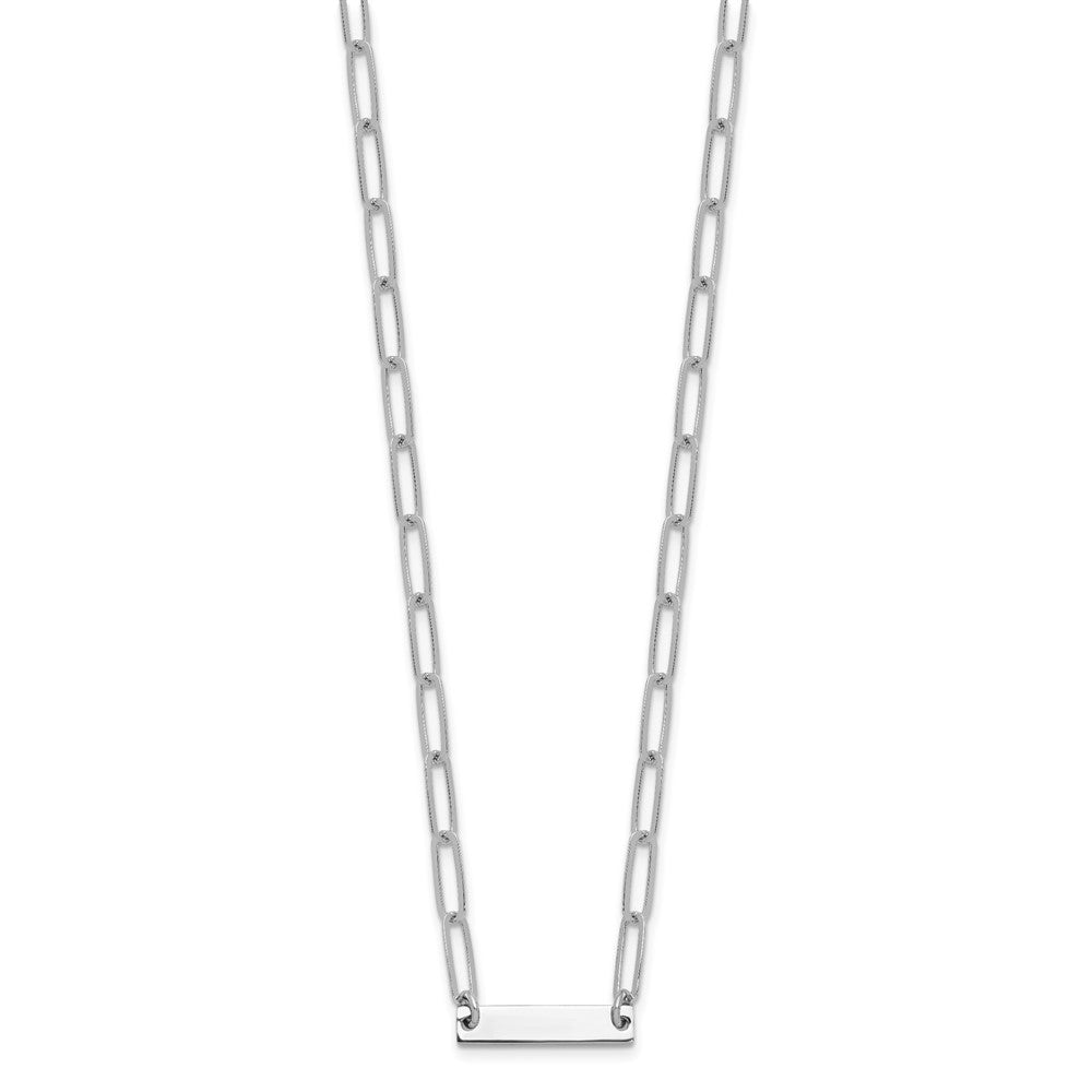 Sterling Silver Rhodium-plated Polished Bar w/ 2in ext. Necklace 17 Inches