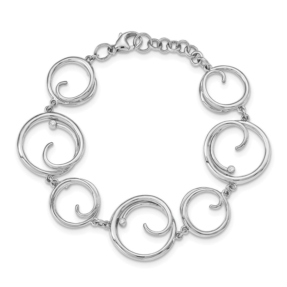 White Ice Sterling Silver Rhodium-plated 7 Inch Diamond Swirl Bracelet with 1 Inch Extender 7 inches