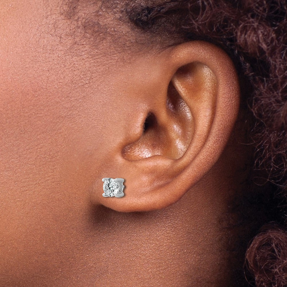 14k White Gold 1 ctw Certified Lab Grown Diamond VS/SI+ G+ Round 4 Prong Heavy Wt. Stud Earrings