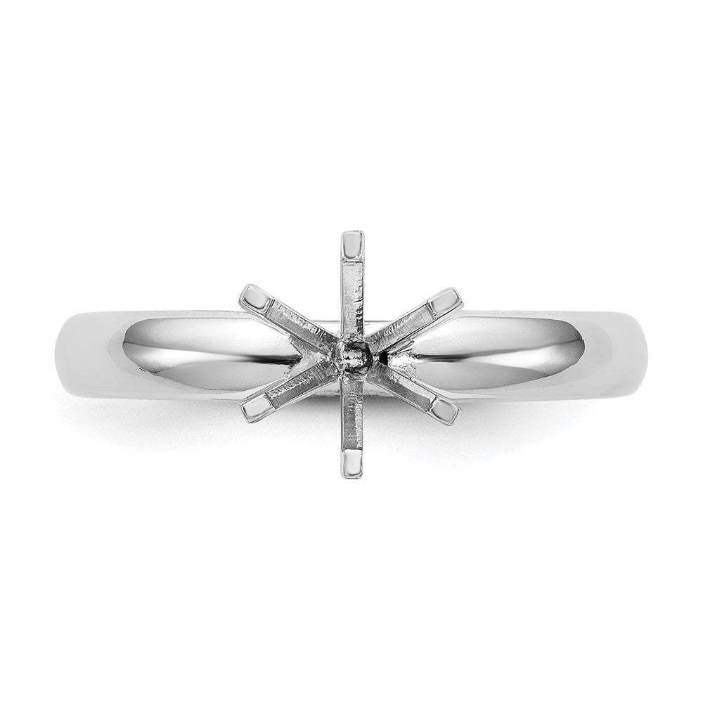 14k White Gold 1/2 carat Medium-Weight Low-Shoulder Comfort-Fit 6-Prong Round Solitaire Ring Mounting