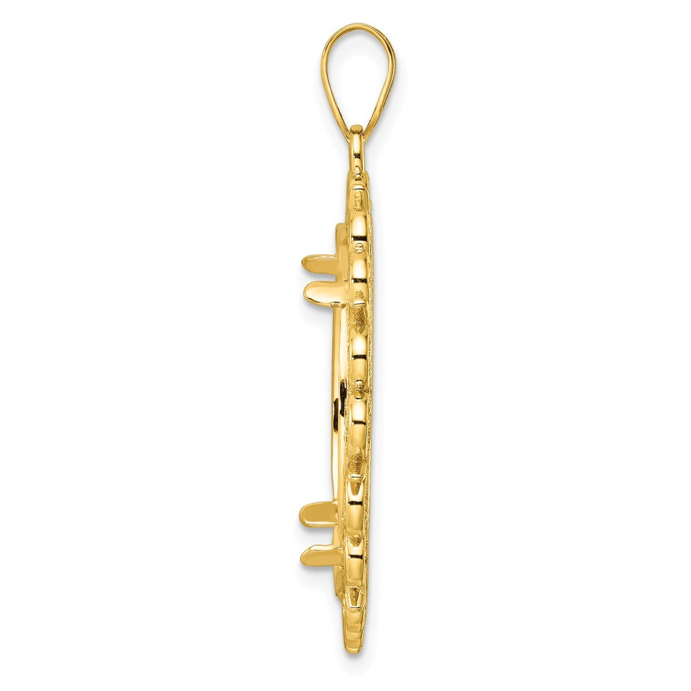 Wideband Distinguished Coin Jewelry 14k Polished and Diamond-cut Fancy 22.0mm Prong Coin Bezel Pendant