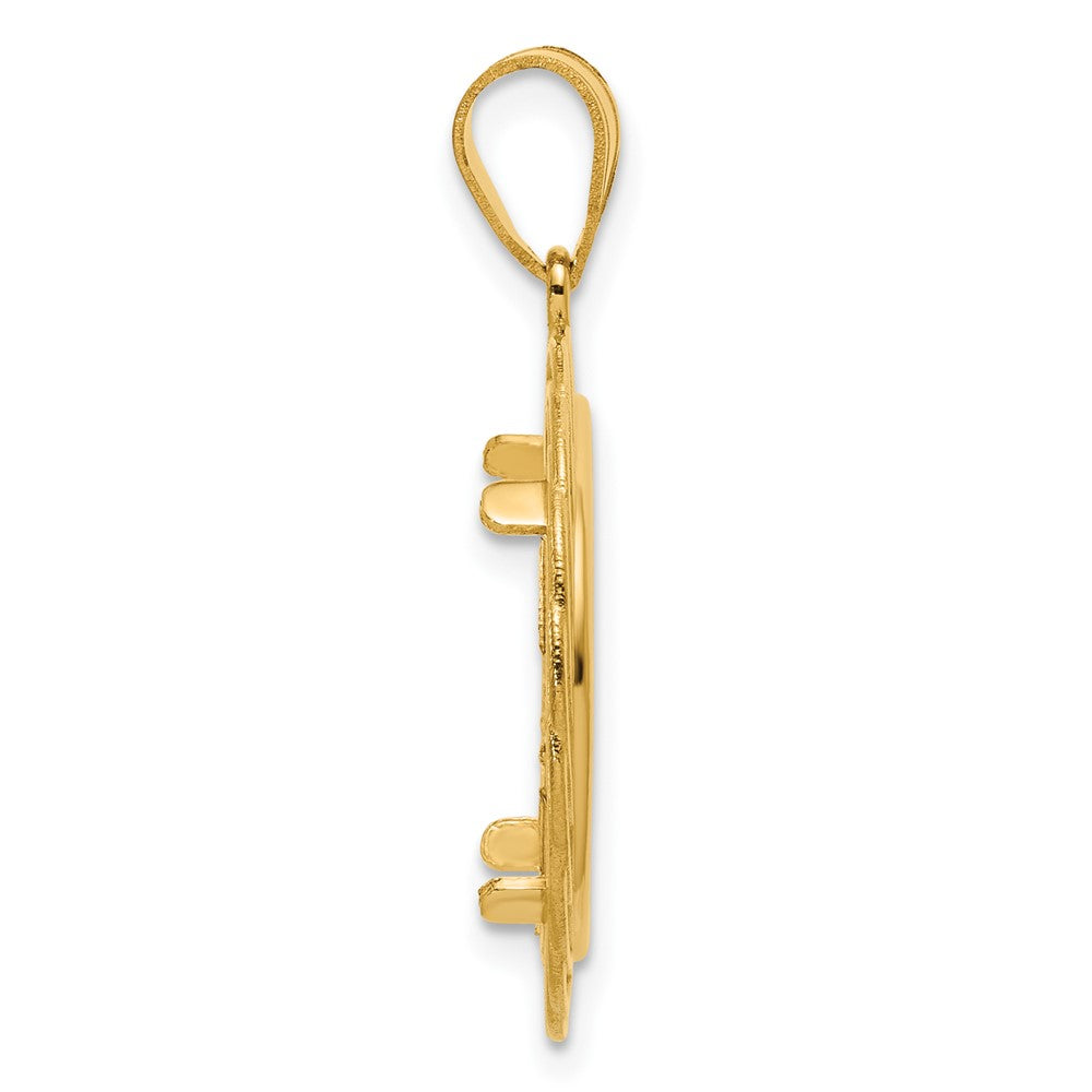 14k Polished Triple Loop with 16.5mm Prong Coin Bezel Pendant