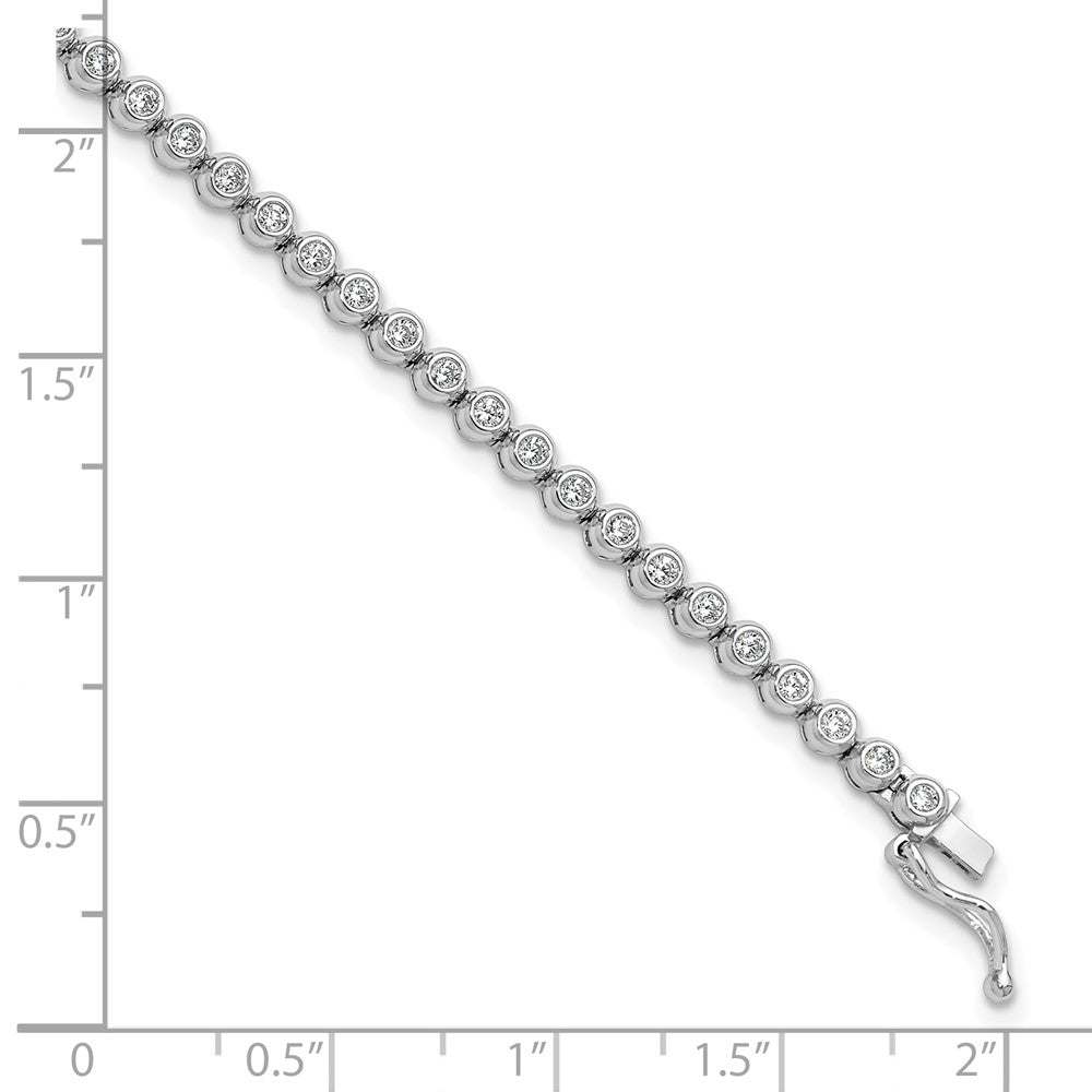 Sterling Shimmer Sterling Silver Rhodium-plated Bezel Set 1.7mm CZ 61 Stone 8 inch Bracelet 8 inches