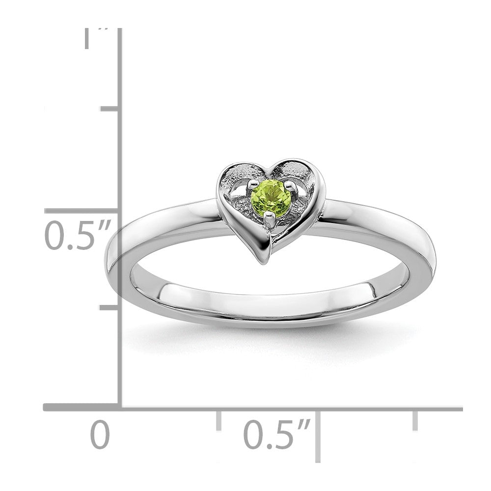 Sterling Silver Stackable Expressions Peridot Heart Ring Size -6