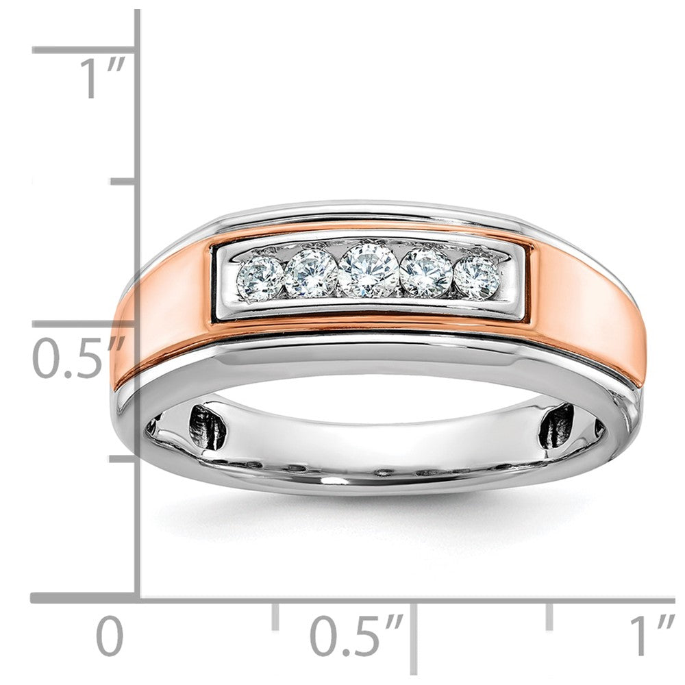 IBGoodman 14k White and Rose Gold Men's Polished 5-Stone 1/4 Carat AA Quality Diamond Ring