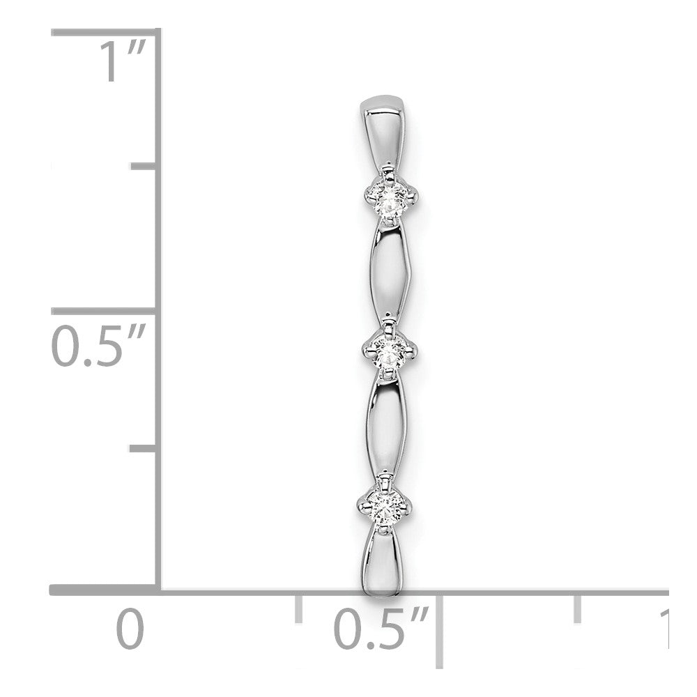 14k White Gold 1/20 carat Lab Grown Diamond VS/SI+ G+ Fancy Bar Chain Slide Pendant
