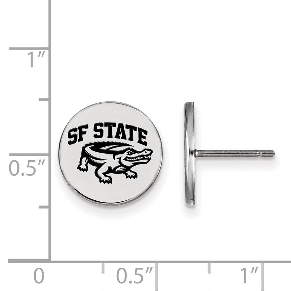 Sterling Silver Official Licensed Collegiate San Francisco State U Small Enamel Disc Earrings