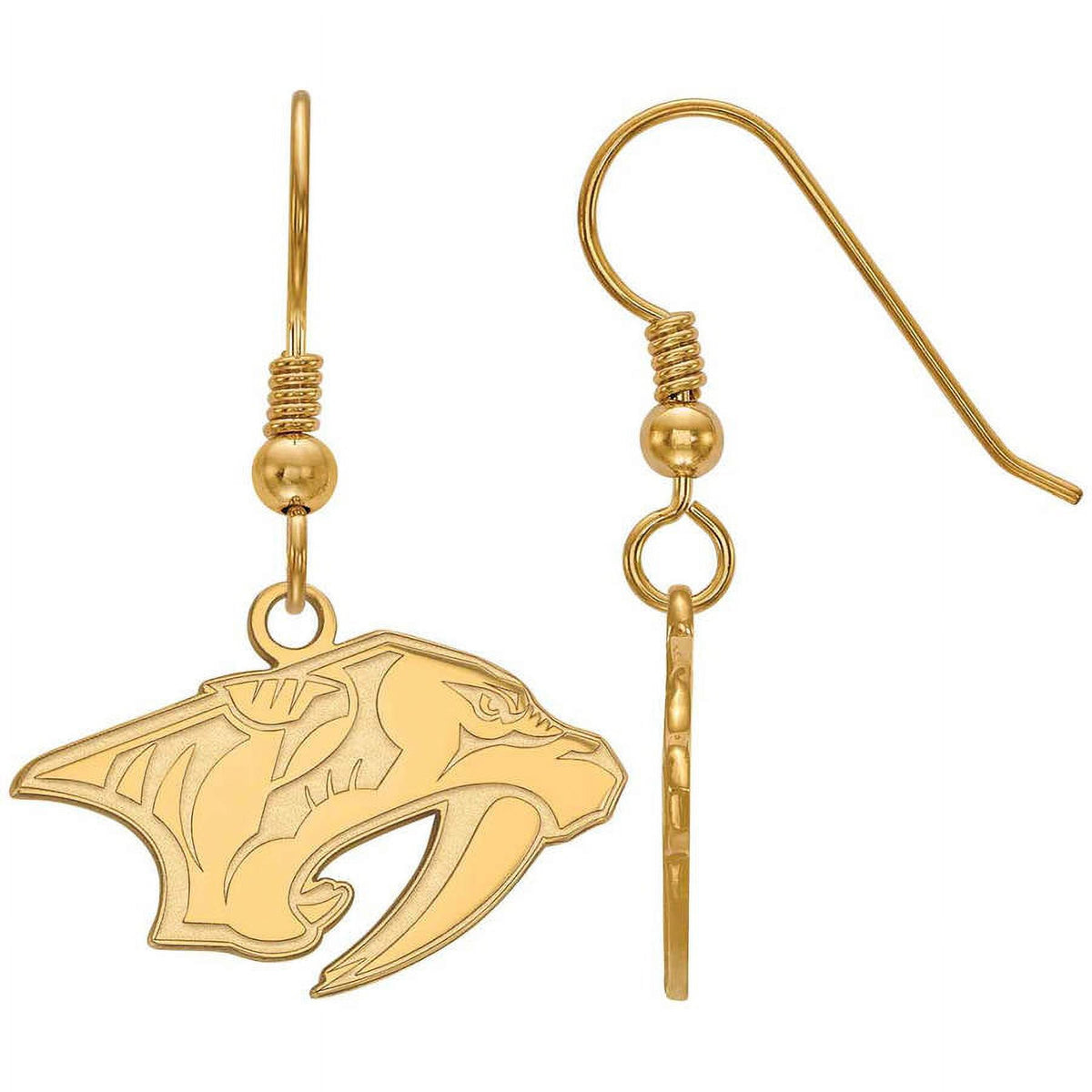 LogoArt NHL Nashville Predators 14 Karat Gold Plated Sterling Silver Small Dangle Earrings