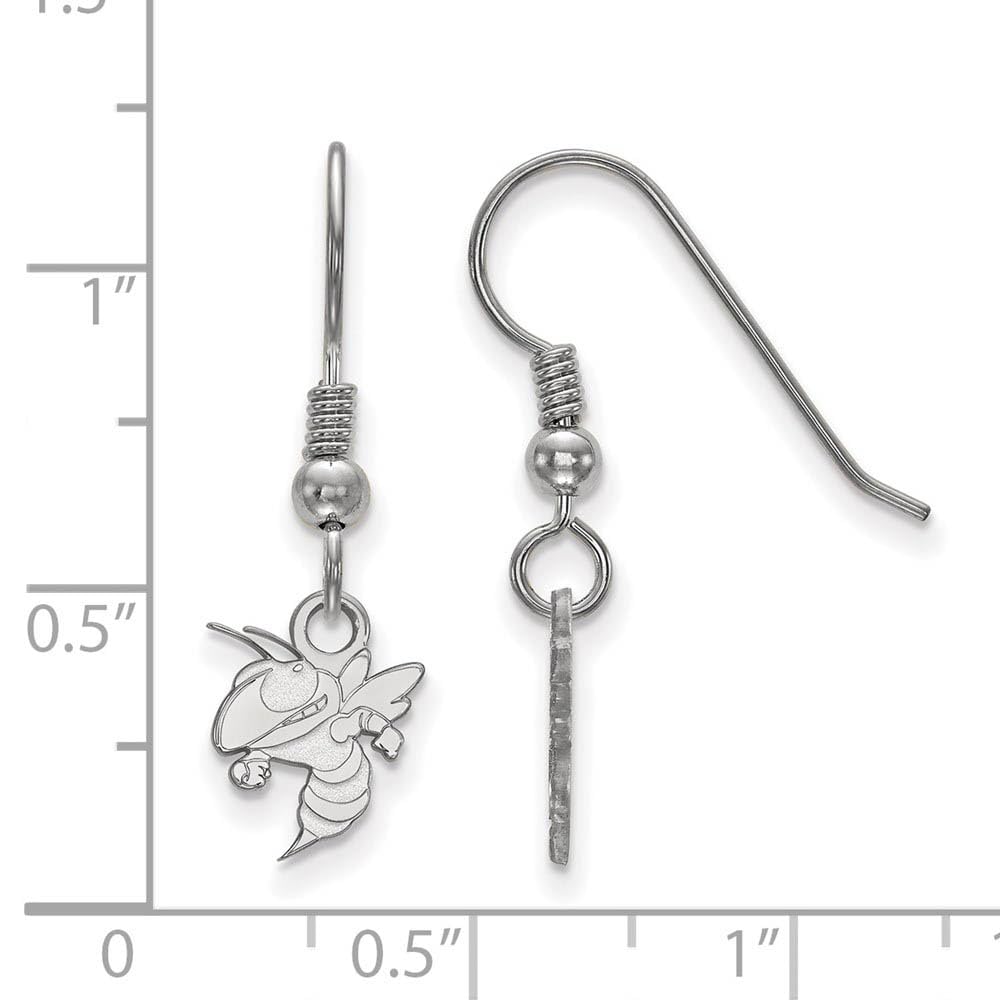 Sterling Silver Rhodium-plated LogoArt Georgia Institute of Technology Yellow Jacket Extra Small Dangle Wire Earrings Q-SS045GT