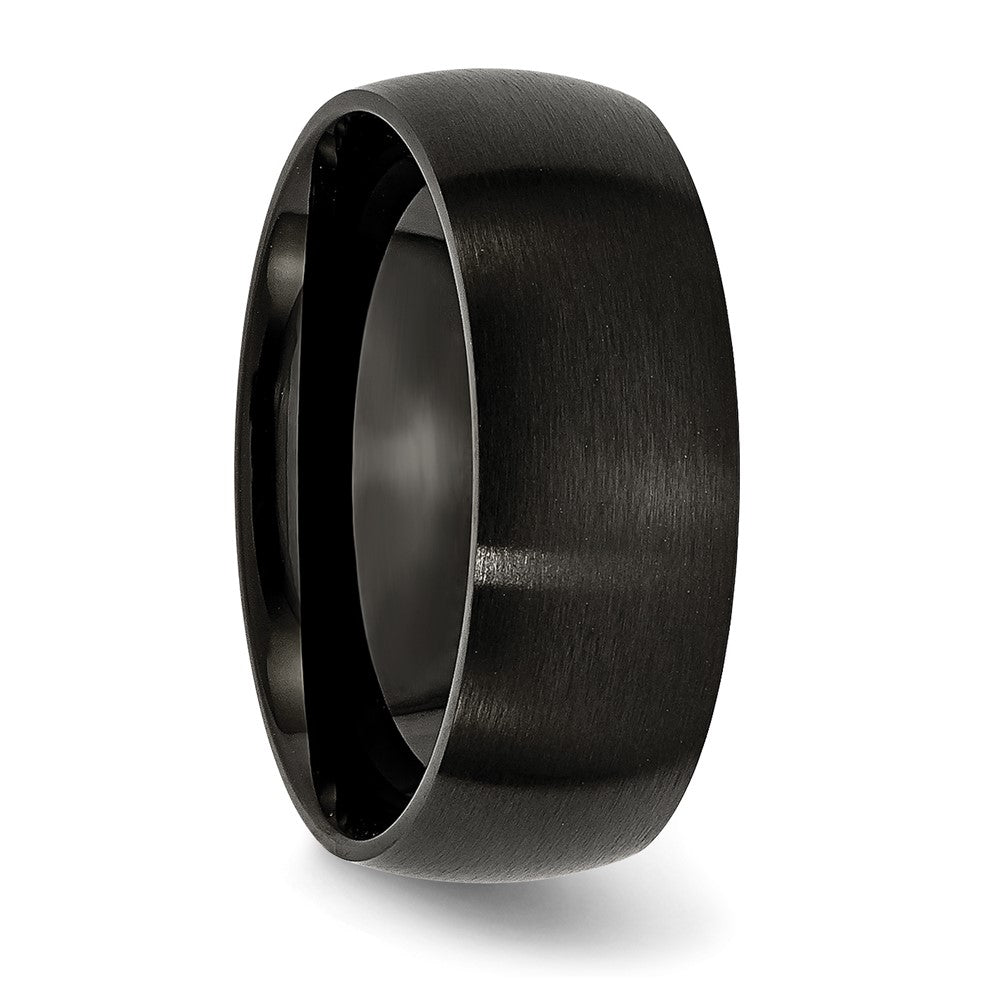 Stainless Steel 8mm Black IP-plated Brushed Band Size - 11