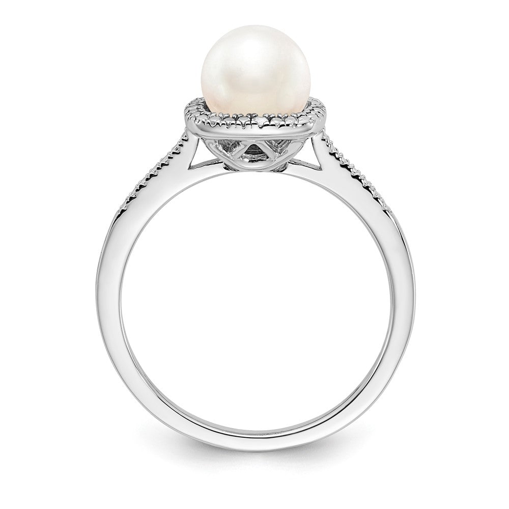 Sterling Silver Pearl & Diamond Ring