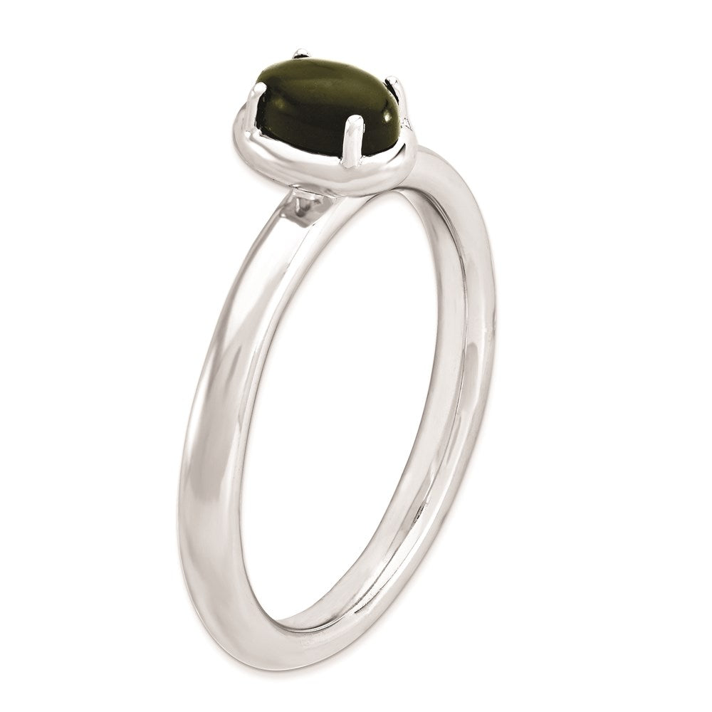 Sterling Silver Stackable Expressions Onyx Polished Ring Size -9