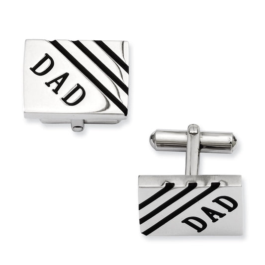 Stainless Steel Dad Cuff Links Gift for Him in Silver and Black