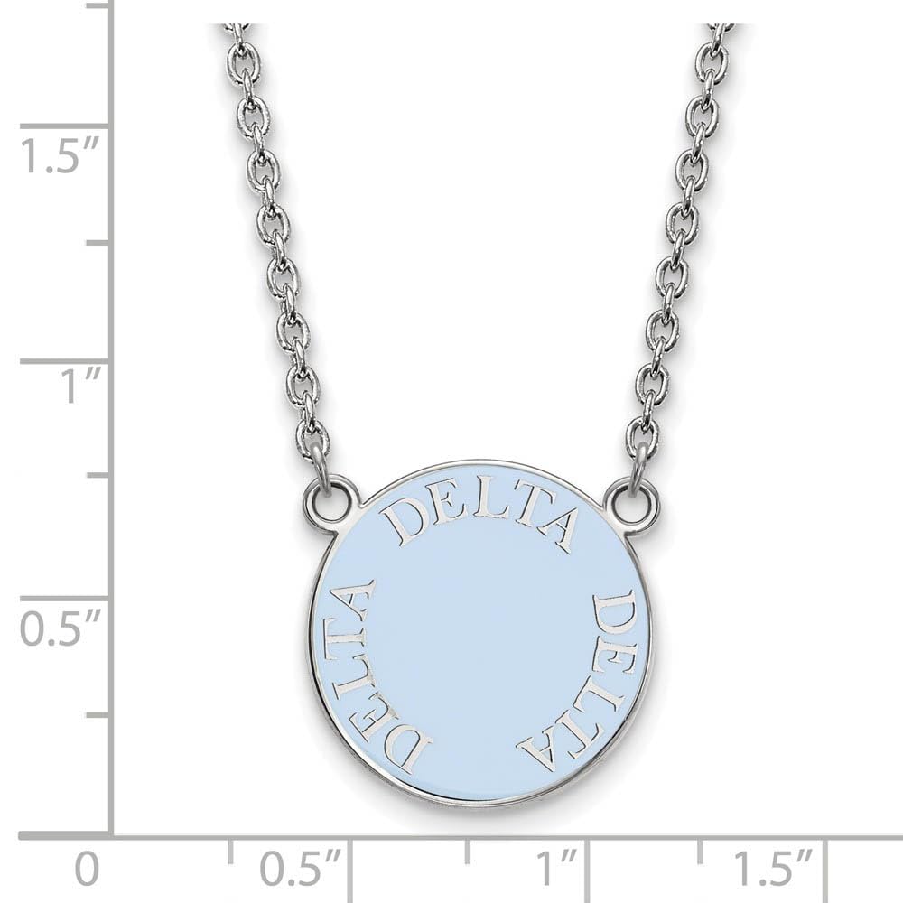 Sterling Silver 18in Official Licensed Greek Sororities Delta Delta Delta (???) Small Enamel Pendant w/Necklace