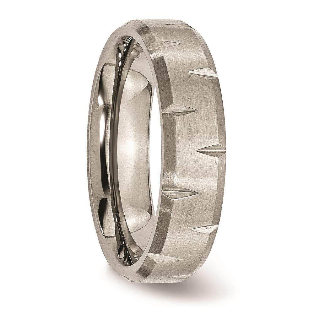 Titanium Brushed 6mm Beveled Edge Notched Band Size - 11