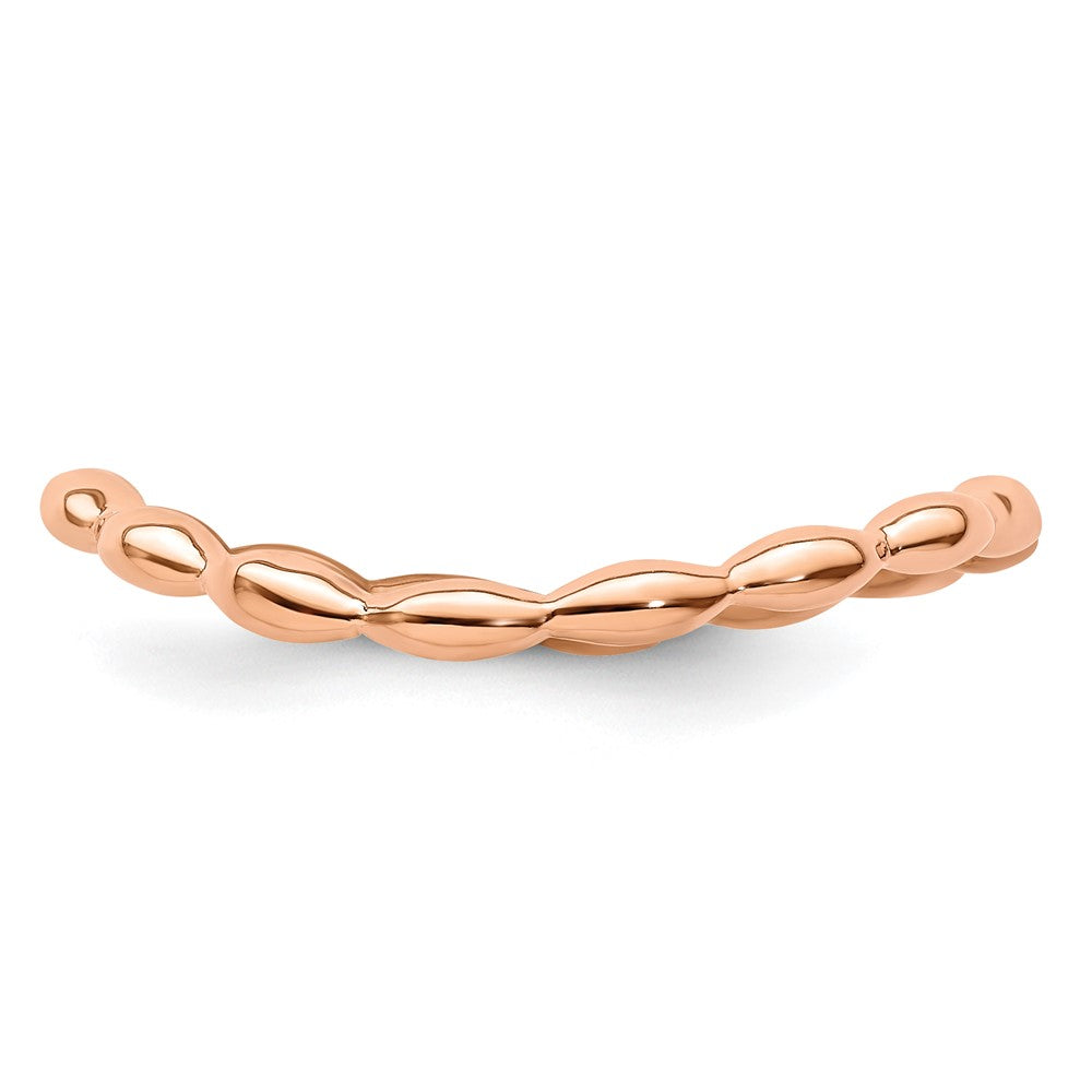 Sterling Silver Stackable Expressions Polished Pink-plate Wave Ring Size -8