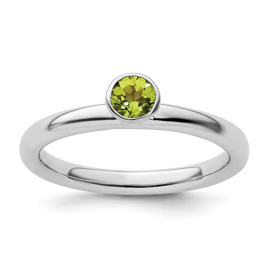 Sterling Silver Stackable Expressions High 4mm Round Peridot Ring Size -10