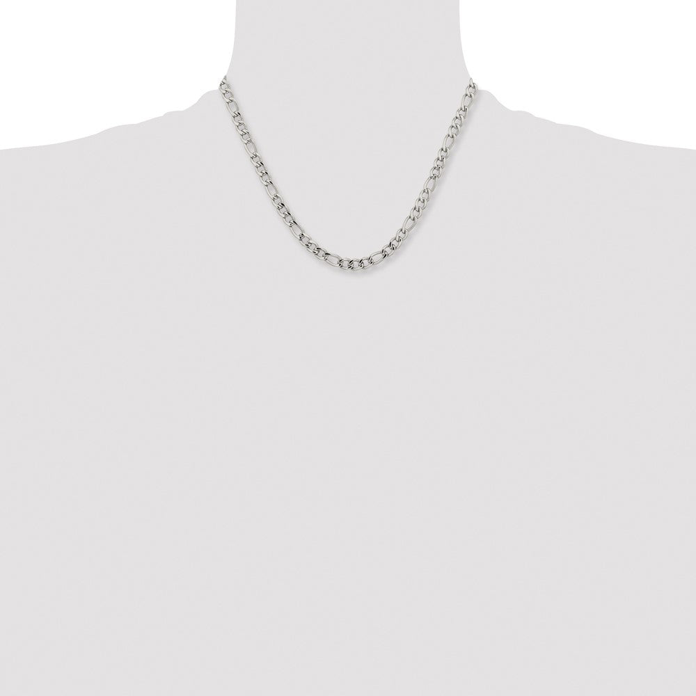 Stainless Steel Polished 5.3mm 18in Figaro Chain