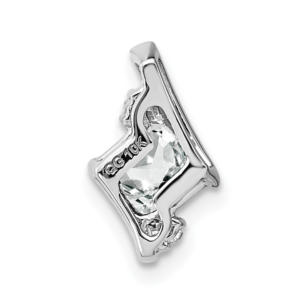 Sterling Silver Antique Cushion White Topaz and Diamond Pendant