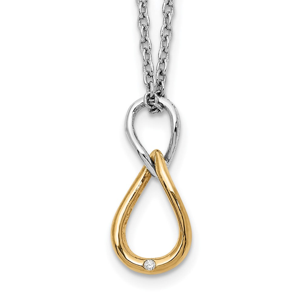 White Ice Sterling Silver Rhodium-plated Gold-tone 18 Inch Diamond Necklace with 2 Inch Extender 18 Inches