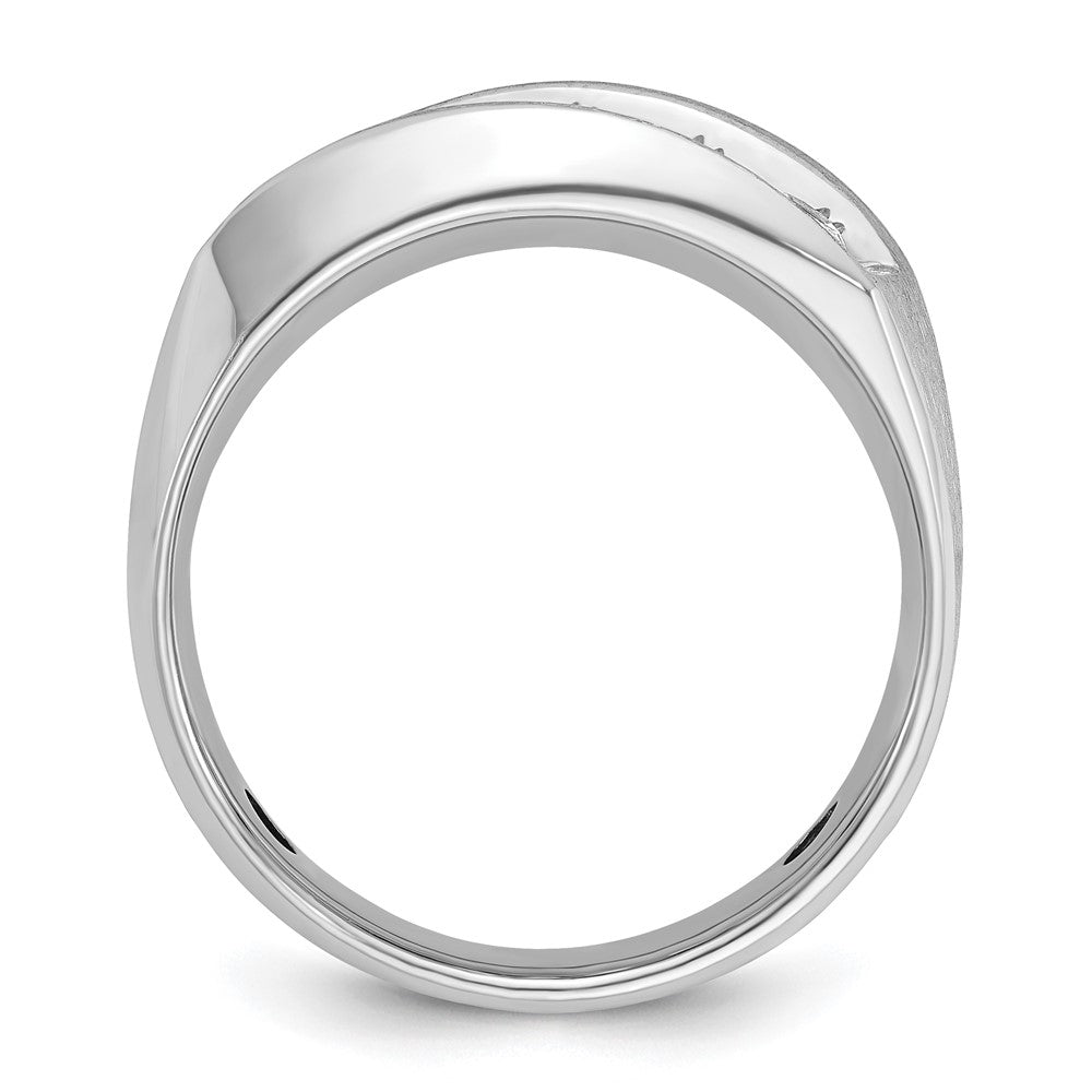 14k White Gold IBGoodman Men's Polished & Satin 5-Stone Ring Mounting