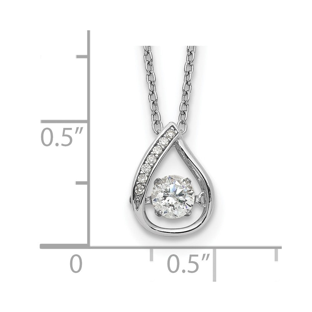 Cheryl M Sterling Silver Rhodium-plated Brilliant-cut Vibrant CZ Teardrop 18 Inch Necklace 18 Inches