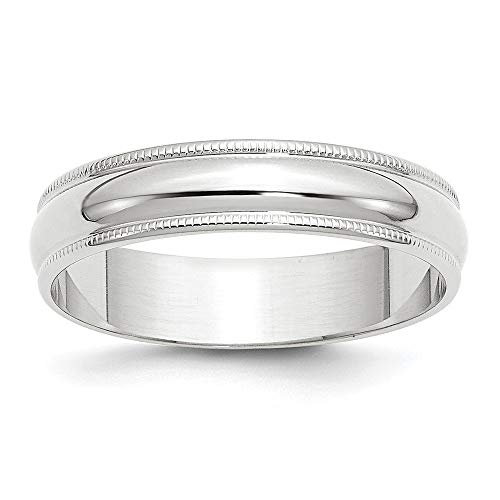 Primal Gold 10 Karat White Gold 5mm Lightweight Milgrain Half Round Band Size 5.5