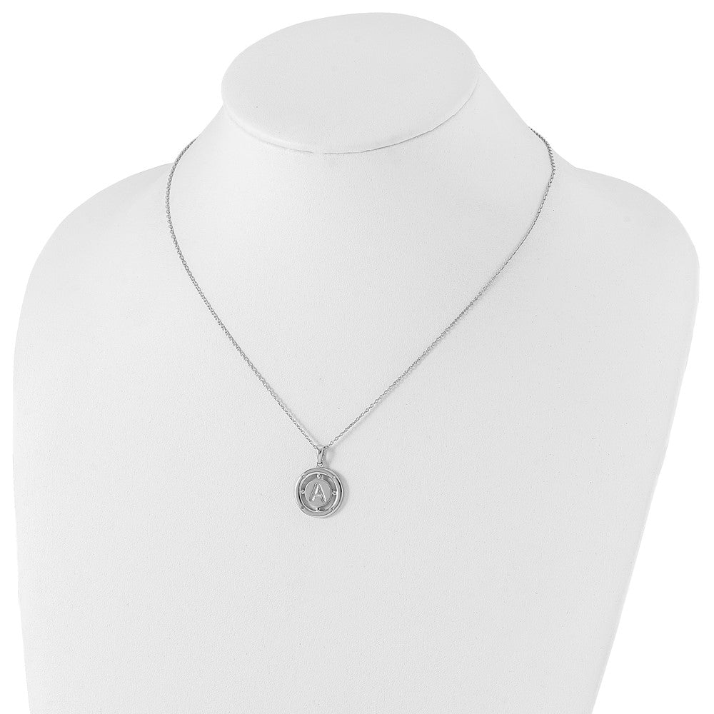 White Ice Sterling Silver Rhodium-plated 18 Inch Diamond Letter A Initial Necklace with 2 Inch Extender 18 Inches