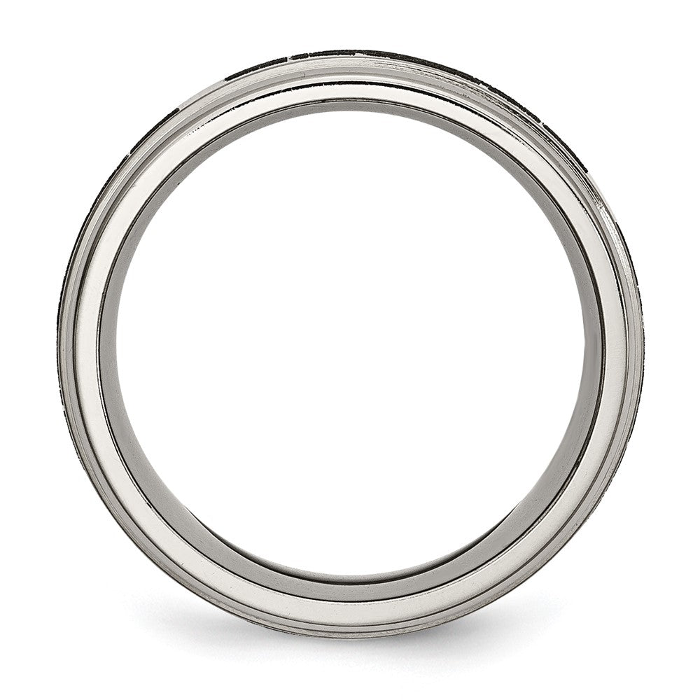 Titanium Brushed/Polished Claddagh Laser Design 8mm Ridged Edge Band Size - 12