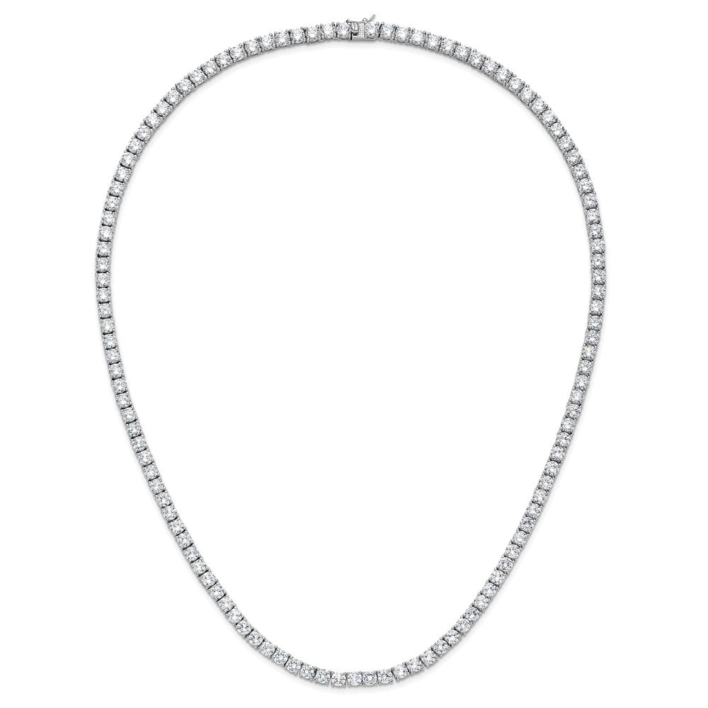 Cheryl M Sterling Silver Rhodium-plated Polished 5.00mm CZ with Safety Clasp Tennis Necklace 24 Inches
