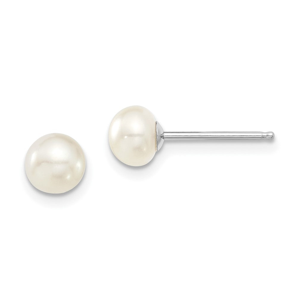 Sterling Silver Rhodium-plated 6-7mm White Teardrop Freshwater Cultured Pearl 17 inch Necklace and Button Post Earrings Set