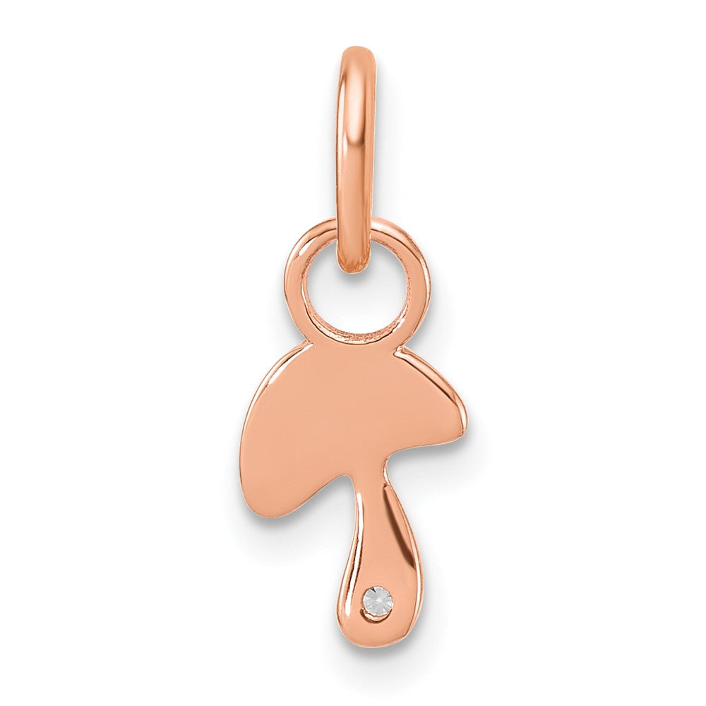 14K Rose Gold Polished Diamond Mushroom Charm