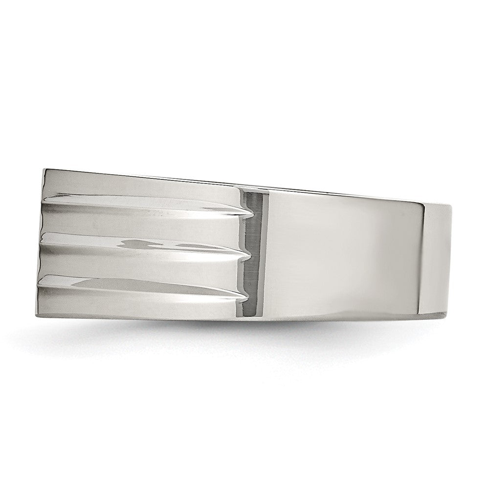 Stainless Steel Polished with CZ Ring Size - 11