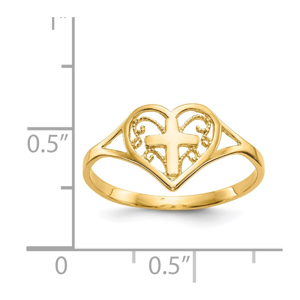 14k Polished Heart w/ Cross Ring Size 6.75