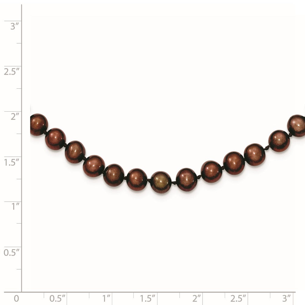 Sterling Silver Rhodium-plated 6-7mm Brown Near-Round Freshwater Cultured Pearl 16 inch Necklace 16 Inches