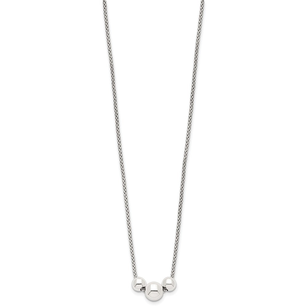 Sterling Silver Polished Bead Fancy Link Necklace 16 Inches