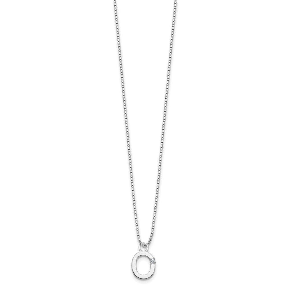 White Ice Sterling Silver Rhodium-plated 18 inch Diamond Letter O Initial Necklace plus 2 inch Extender 18 Inches