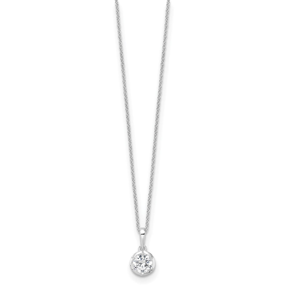 True Origin 14K White Gold 3/4 carat Lab Grown Diamond VS+ F+ Complete 18 in Round Solitaire Necklace