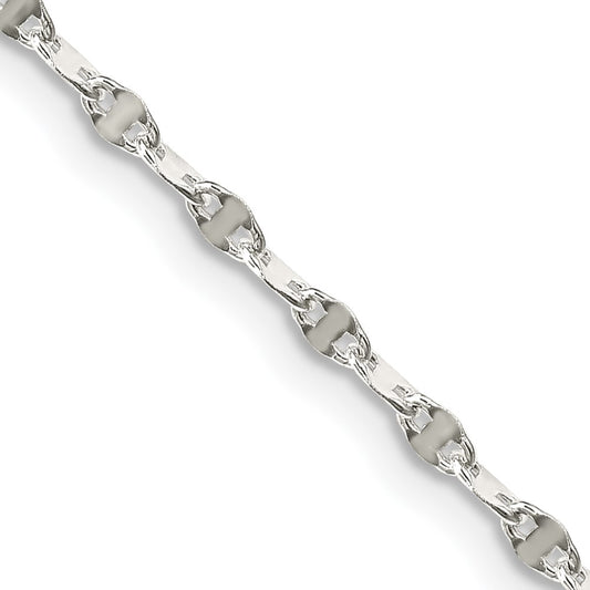 Sterling Silver 2.25mm Fancy Wave Flat Link Chain 20 Inches
