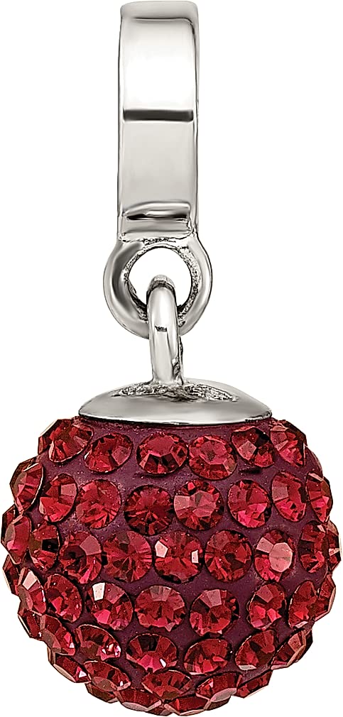 Sterling Silver Reflections June Red Preciosa Crystal Ball Dangle Bead