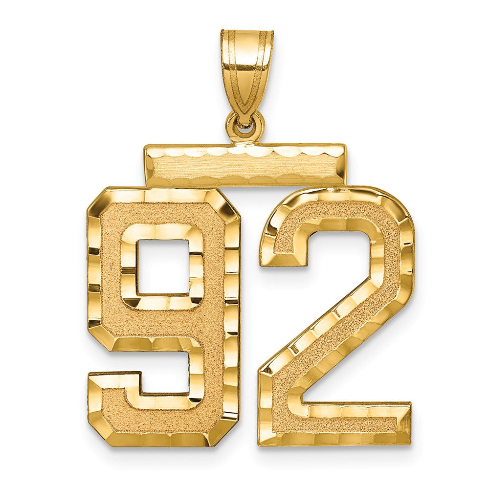 14k Large Brushed Diamond-cut Number 92 Charm