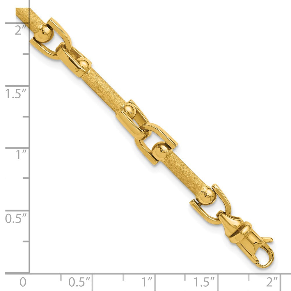 14K Polished and Satin Fancy Link Bracelet 7.75  inches