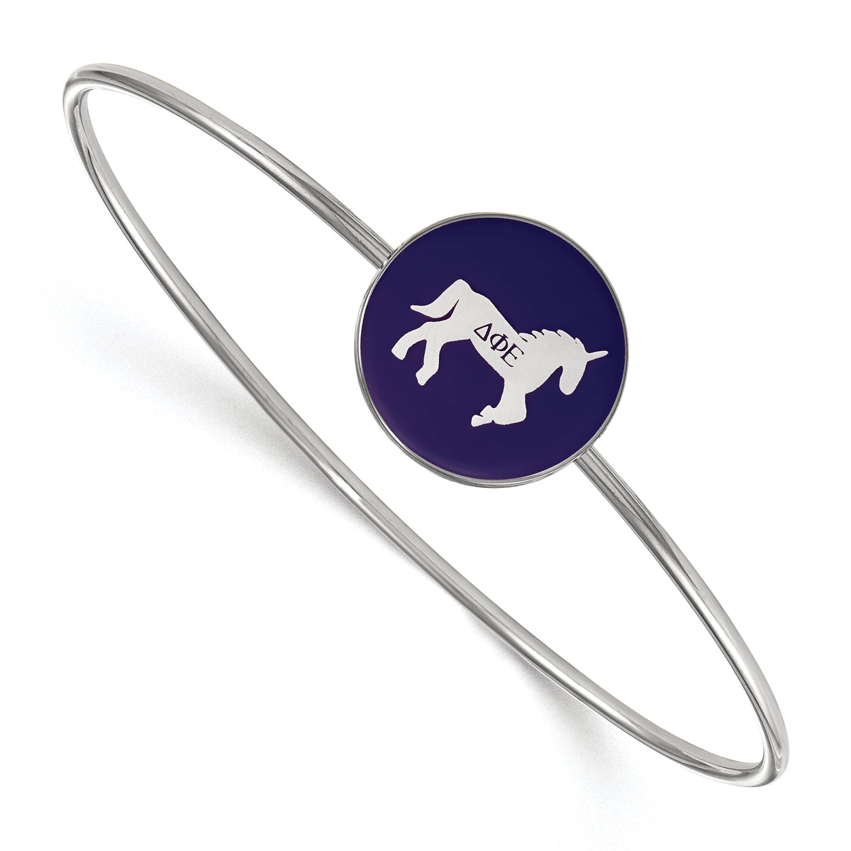 Sterling Silver Official Licensed Greek Sororities Delta Phi Epsilon (???) Enameled Slip-on Bangle