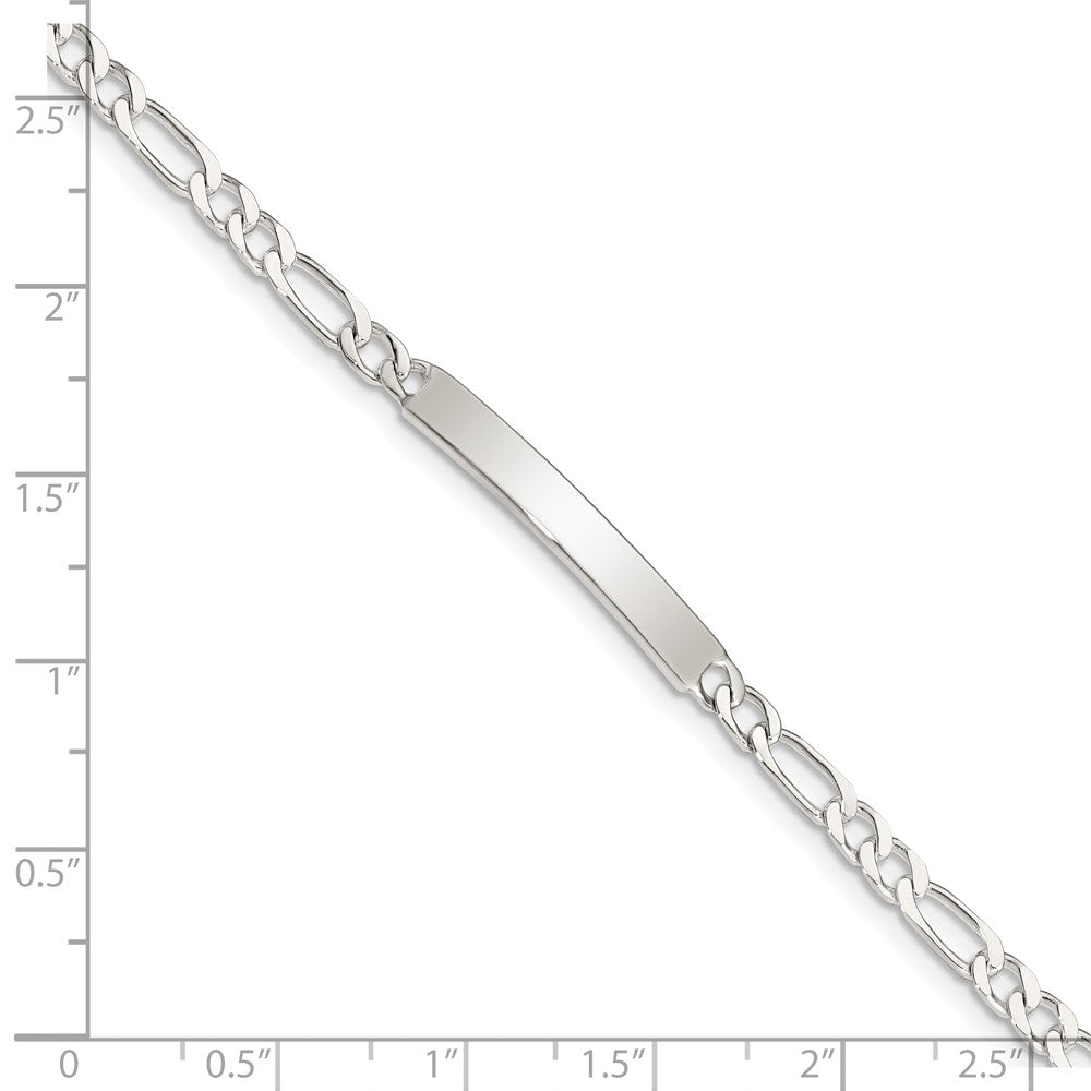 Sterling Silver Engraveable 7 in. Figaro Link ID Bracelet 7 inches