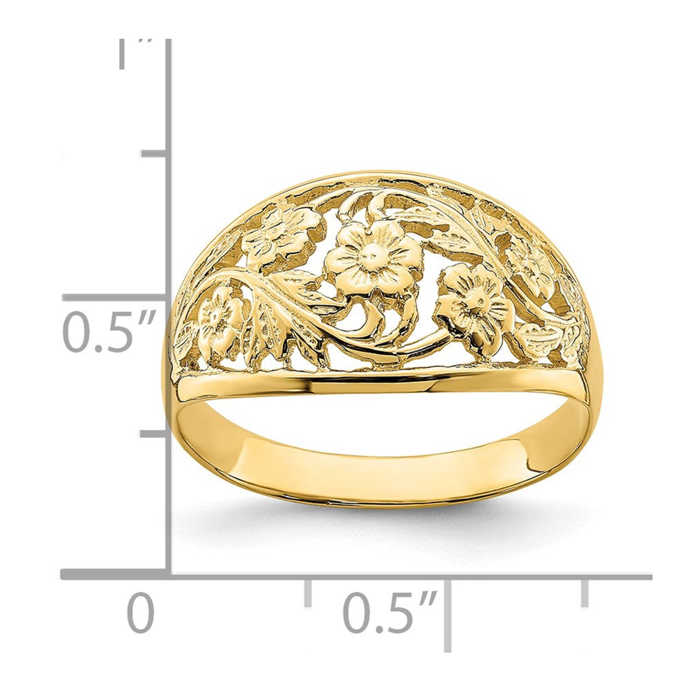 14K Floral Dome Ring Size 7