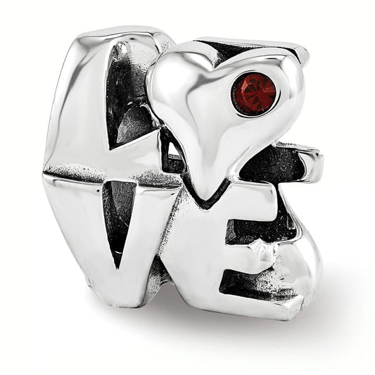 Sterling Silver Reflections Crystal LOVE Bead