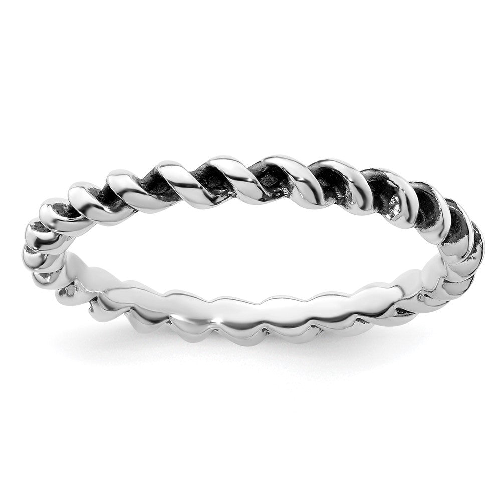 Sterling Silver Stackable Expressions Antiqued Ring Size -7